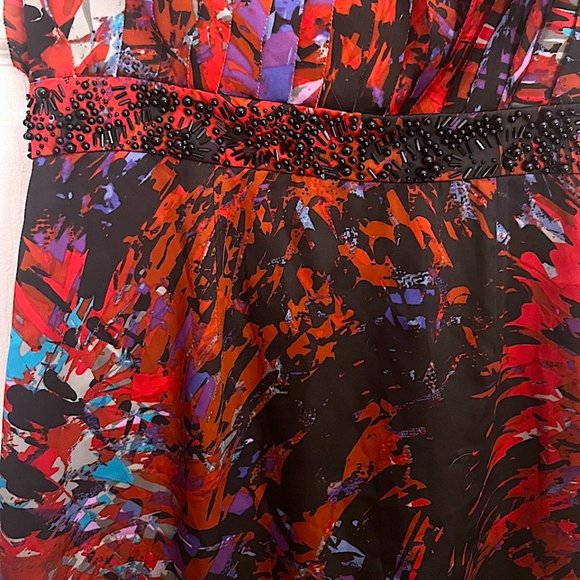 NWT BCBGENERATION ROUGE MULTICOLOR STRAPLESS DRESS BEADED EMPIRE WAIST SIZE 6 - Picture 4 of 9